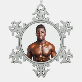 Hot Typ Sexy Shirless Muscle Great Abs Schneeflocken Zinn-Ornament