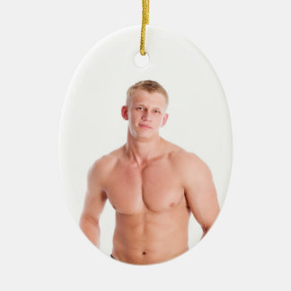 Hot Typ Sexy Shirtless Muskel Blond Hunk Keramik Ornament