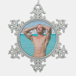 Hot Typ steht im Wasser Sexy Shirless Muscle Man Schneeflocken Zinn-Ornament