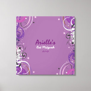 Hot Violet Wirbel Stars Bat Mitzvah Sign in Board Leinwanddruck