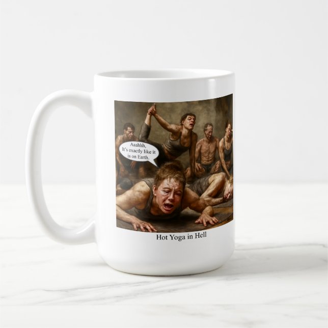 Hot Yoga in Hell. Kaffeetasse (Links)