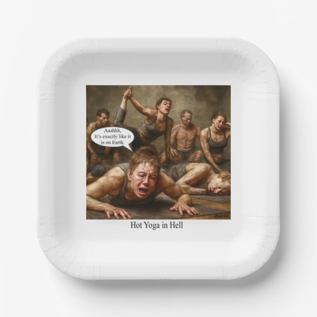 Hot Yoga in Hell. Pappteller (Vorderseite)