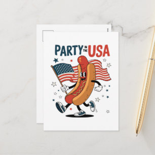 Hotdog 4. Juli Feuerwerk Unabhängigkeitstag Feiertagspostkarte