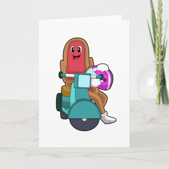 Hotdog als Biker mit Scooter.PNG Karte (Vorderseite)