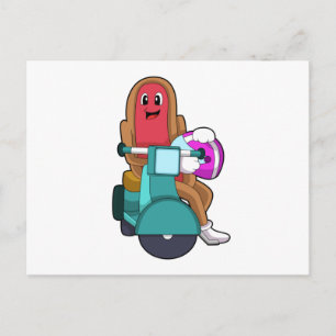 Hotdog als Biker mit Scooter.PNG Postkarte