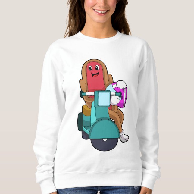Hotdog als Biker mit Scooter.PNG Sweatshirt (Vorderseite)