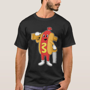 Hotdog als Carpenter mit Säge und Holz T-Shirt