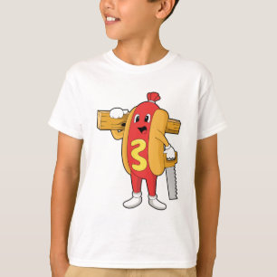 Hotdog als Carpenter mit Säge und Holz T-Shirt