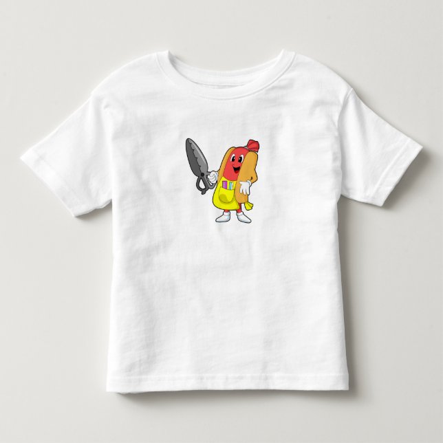 Hotdog als Friseur mit Schere Kleinkind T-shirt (Vorderseite)