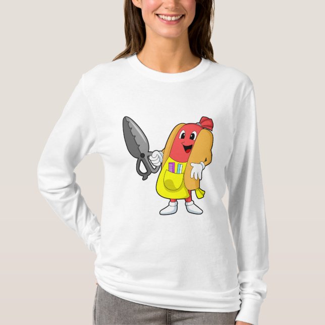 Hotdog als Friseur mit Schere T-Shirt (Vorderseite)