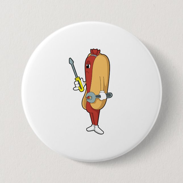 Hotdog als Mechaniker mit Tool Button (Vorderseite)