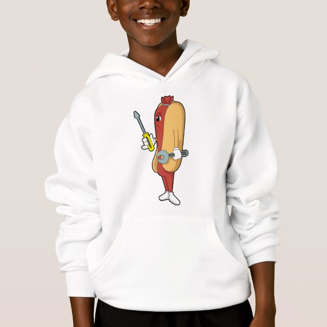 Hotdog als Mechaniker mit Tool Hoodie (Vorderseite)