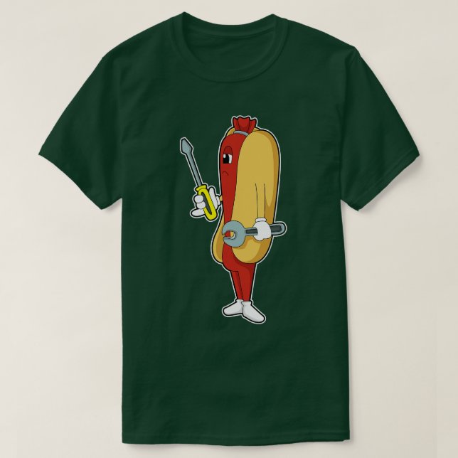 Hotdog als Mechaniker mit Tool T-Shirt (Design vorne)
