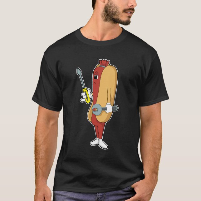 Hotdog als Mechaniker mit Tool T-Shirt (Vorderseite)