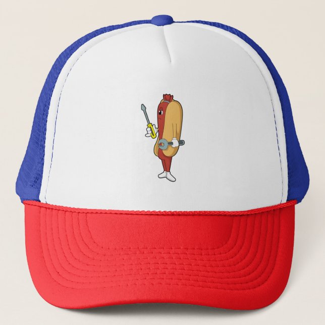 Hotdog als Mechaniker mit Tool Truckerkappe (Vorderseite)