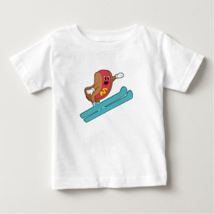 Hotdog als Ski-Jumper mit Ski.PNG Baby T-shirt