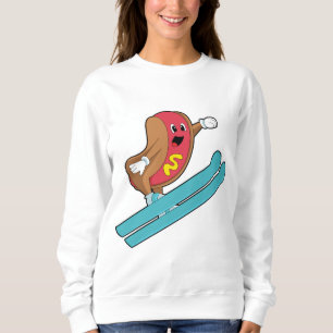 Hotdog als Ski-Jumper mit Ski.PNG Sweatshirt