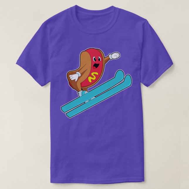 Hotdog als Ski-Jumper mit Ski T-Shirt (Design vorne)