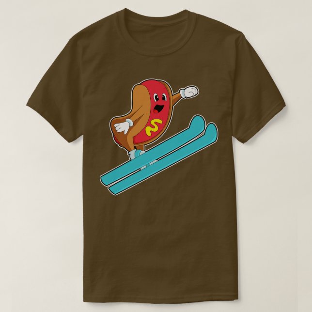 Hotdog als Ski-Jumper mit Ski T-Shirt (Design vorne)