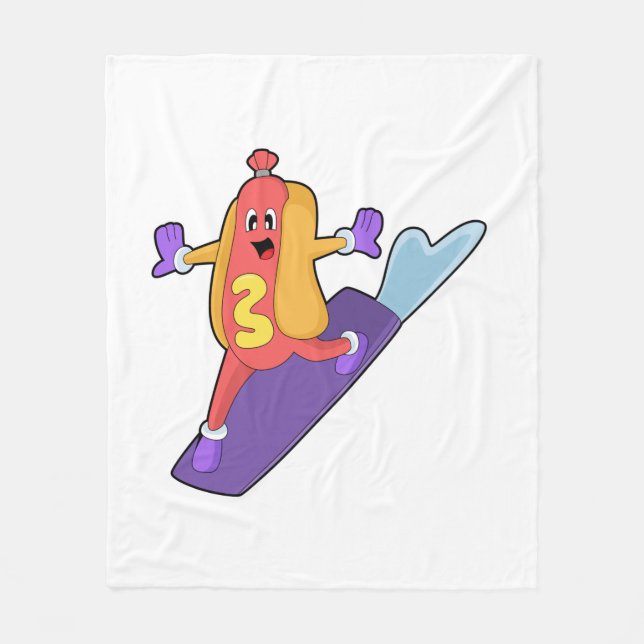 Hotdog als Snowboarder mit Sonowboard Fleecedecke (Vorderseite)
