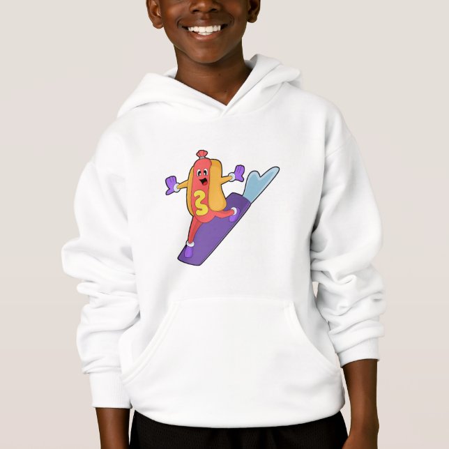 Hotdog als Snowboarder mit Sonowboard Hoodie (Vorderseite)