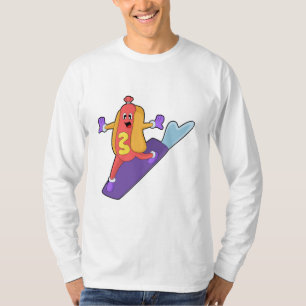 Hotdog als Snowboarder mit Sonowboard T-Shirt