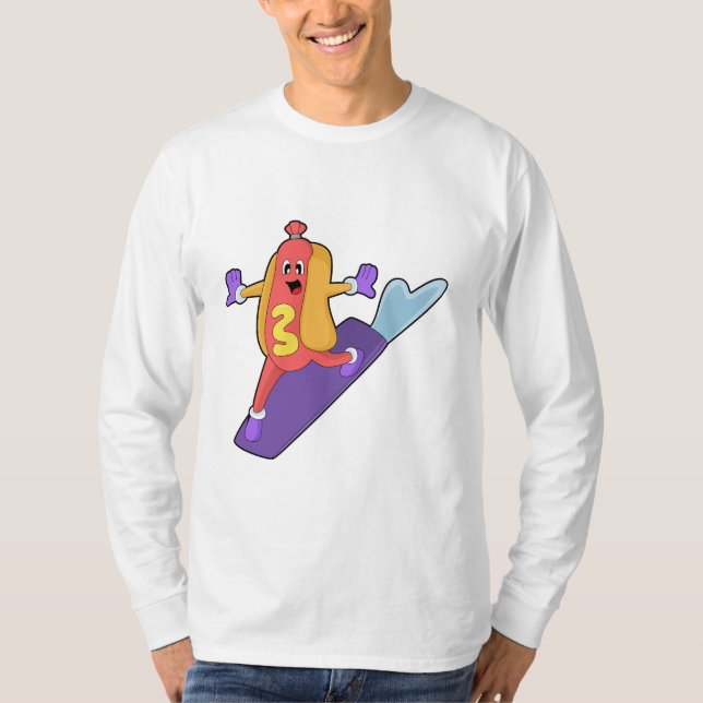 Hotdog als Snowboarder mit Sonowboard T-Shirt (Vorderseite)