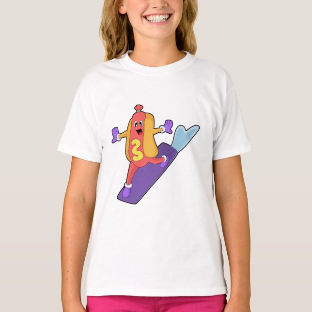 Hotdog als Snowboarder mit Sonowboard T-Shirt (Vorderseite)