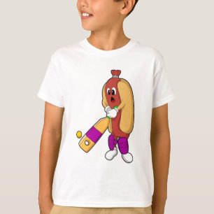 Hotdog bei Cricket mit Cricket-Schläger T-Shirt