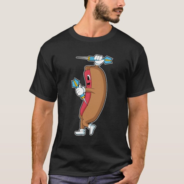 Hotdog bei Darts mit Dart.PNG T-Shirt (Vorderseite)