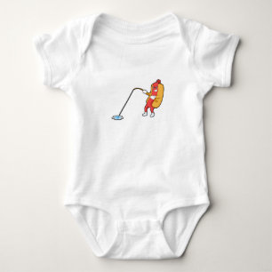 Hotdog beim Angeln mit Angelgestänge Baby Strampler