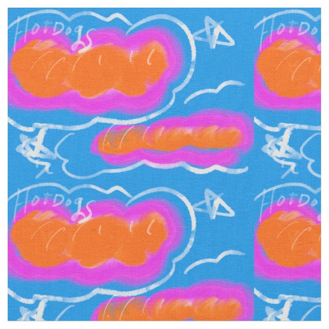 Hotdog blue,Pink,orange Stoff (Nahaufnahme)