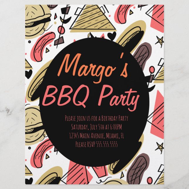 Hotdog Burger Doodle GRILLEN Birthday Pattern Flye Flyer (Vorne)