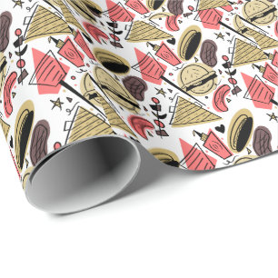 Hotdog Burger Doodle GRILLEN Birthday Pattern      Geschenkpapier