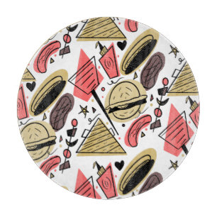 Hotdog Burger Doodle GRILLEN Birthday Pattern Pl Schneidebrett