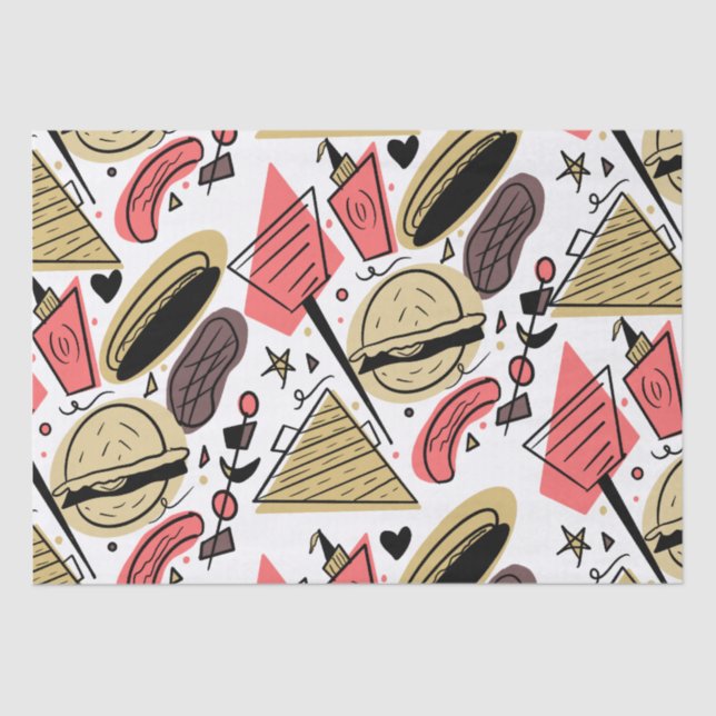 Hotdog Burger Doodle GRILLEN Birthday Pattern      Seidenpapier (Vorderseite)