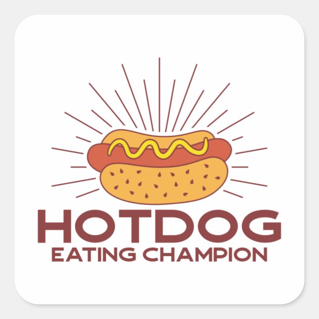 Hotdog-Champion Quadratischer Aufkleber (Vorderseite)