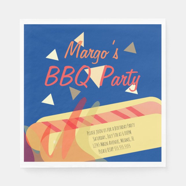 Hotdog-Cookout-GRILLEN Geburtstagsparty Serviette (Vorderseite)