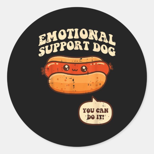 Hotdog Emotional Suprt Dog Funny Saying Men Women  Runder Aufkleber (Vorderseite)