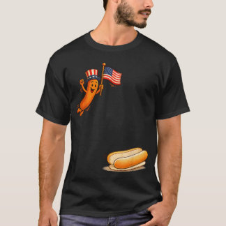 Hotdog Freedom Dive Lustiger Onkel Sam Hot Dog T-Shirt