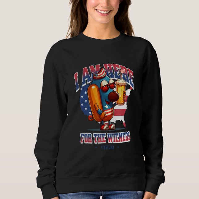 Hotdog Funny Wiener 4th of July Patriotic Sweatshirt (Vorderseite)