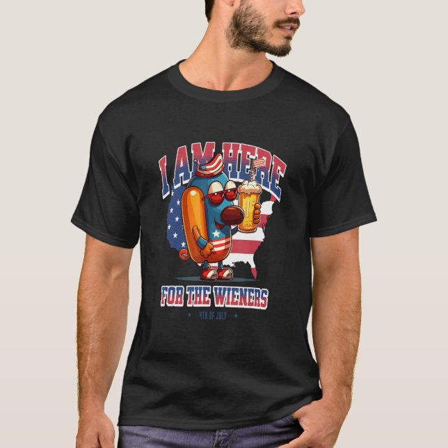 Hotdog Funny Wiener 4th of July Patriotic T-Shirt (Vorderseite)