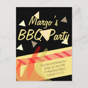 Hotdog-Grillfest-Einladung zur BBQ-Geburtstagsfeie Postkarte