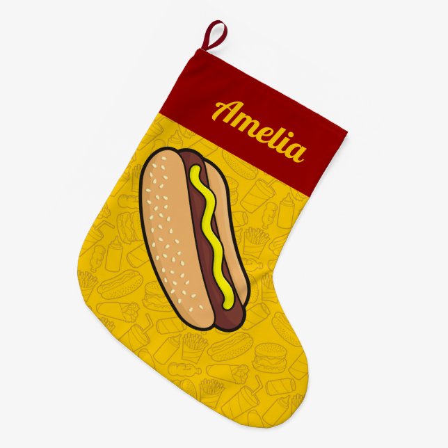Hotdog Großer Weihnachtsstrumpf (Vorderansicht (hängend))
