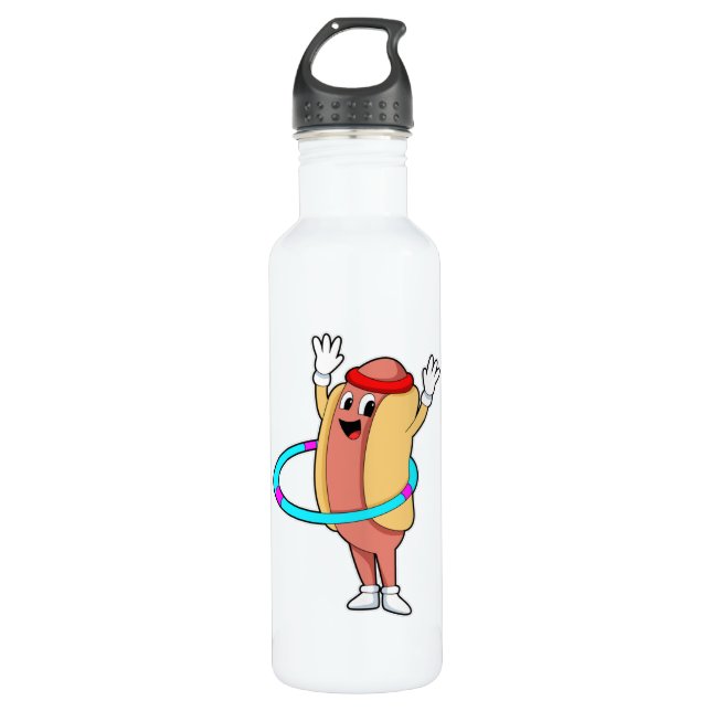 Hotdog in Fitness mit Flywheel Edelstahlflasche (Vorderseite)