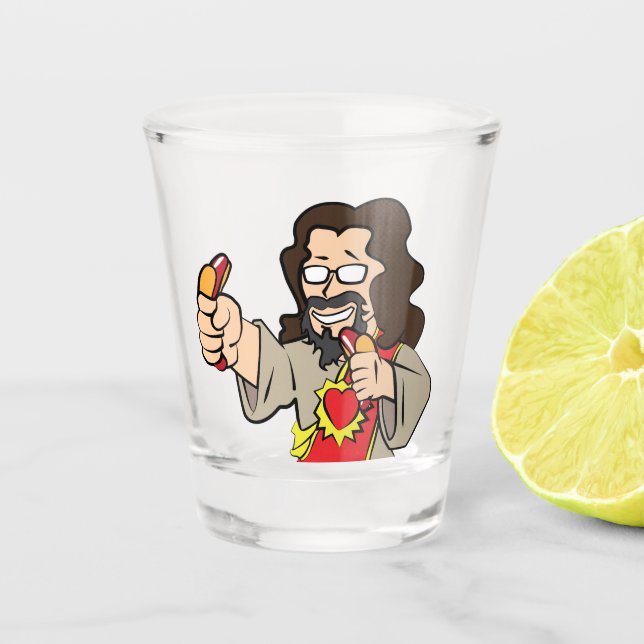 Hotdog-Jesus-Shotglas Schnapsglas (Vorderseite)