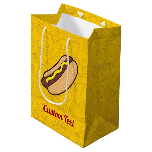 Hotdog Medium Geschenktasche Mittlere Geschenktüte (Vorderseite Schrägansicht)