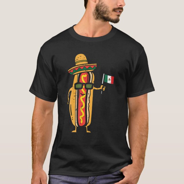 Hotdog mexikanische Flagge Funny Cinco De Mayo Foo T-Shirt (Vorderseite)