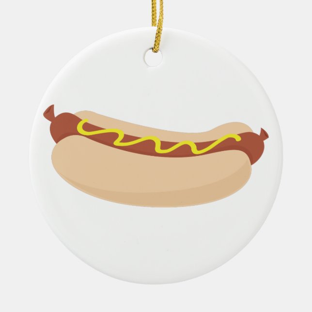 Hotdog mit Senf Keramik Ornament (Vorne)