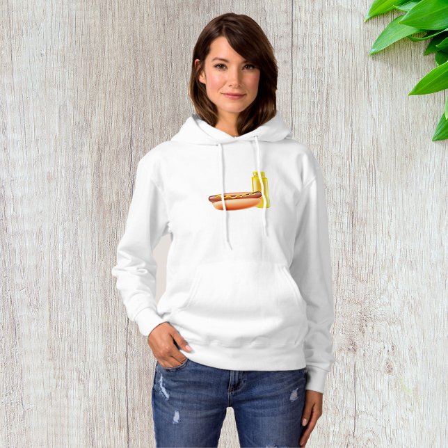 Hotdog mit Senfflasche Frauen Hoodie (Von Creator hochgeladen)